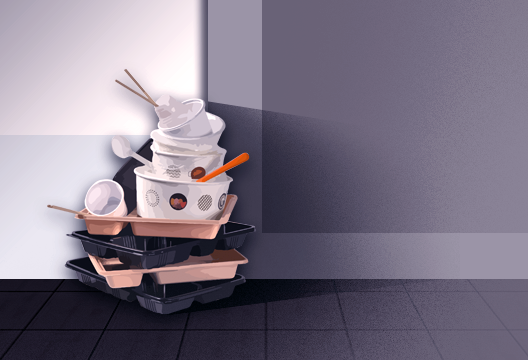 배달앱 시장 성장세에 따른 일회용 배달용기 쓰레기 문제가 대두되고 있다.  / 이미지 = 김용지 영상그래픽 기자