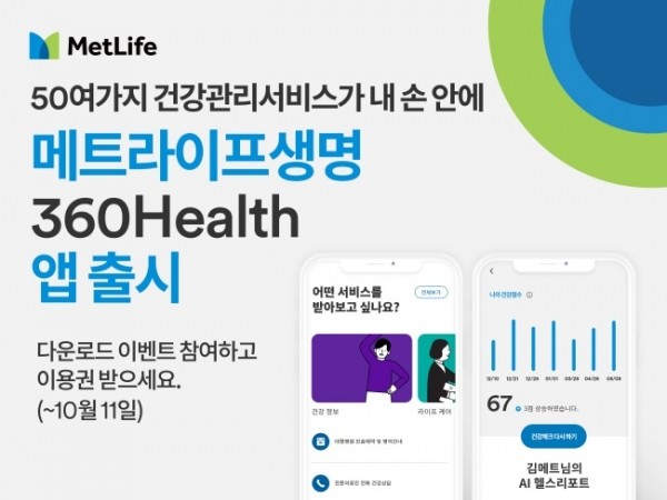 메트라이프생명의 건강증진 솔루션 제공 ‘360Health 앱’ 이미지(사진=메트라이프생명)