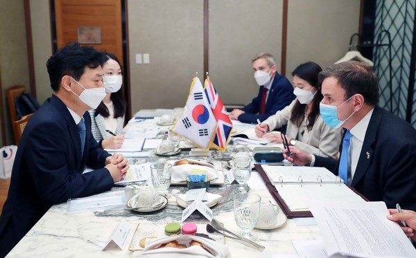 박기영 산업통상자원부 통상차관보..영국 국제통상부 통상정책 담당 장관 면담./사진=산자부