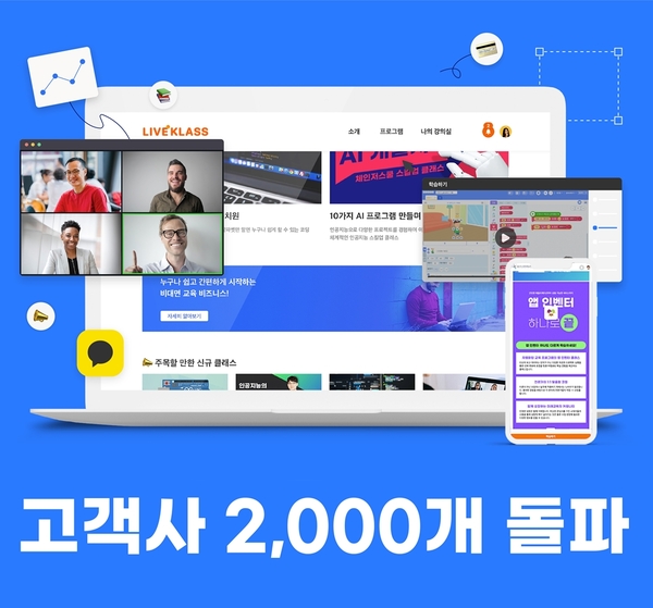 퓨쳐스콜레의 지식 비즈니스 플랫폼 라이브클래스(Liveklass, 이하 ‘라이브클래스’)는 2021년 기준 2000여개의 고객사 수를 달성했다./사진=퓨쳐스콜레