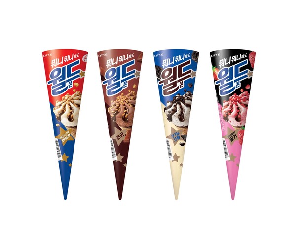 롯데제과는 여름 성수기를 앞두고 대표 콘아이스크림 ‘월드콘’을 리뉴얼했다고 9일 밝혔다. 사진=롯데제과 제공