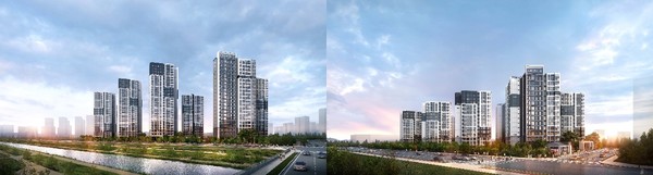 파주운정 경남아너스빌 디원(왼쪽), 리버(오른쪽) 투시도(사진: 동아건설산업, 삼환기업)