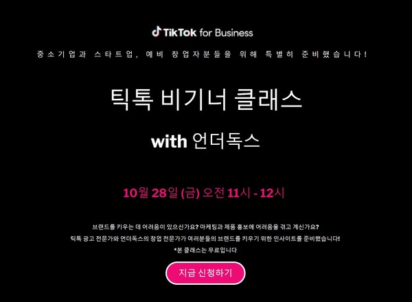 언더독스, ‘틱톡 비기너 클래스’로 창업가 및 중소사업자 대상숏폼 마케팅교육 지원/사진= 언더독스 제공