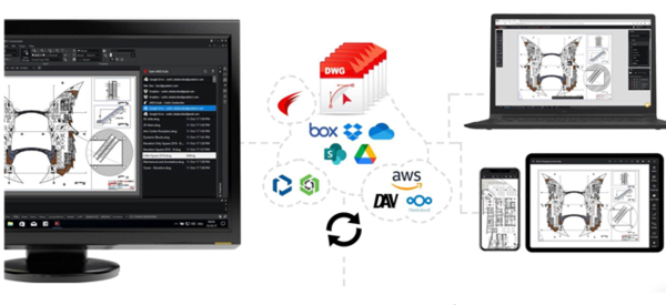 /사진=클라우드를 통해 PC 캐드 프로그램과 실시간 동기화가 가능한 ‘아레스 터치 캐디안 애니뷰’