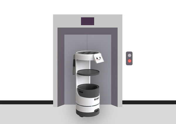 엘리베이터에 연동되는 써봇 모습 연출 /사진=RGT 알지티