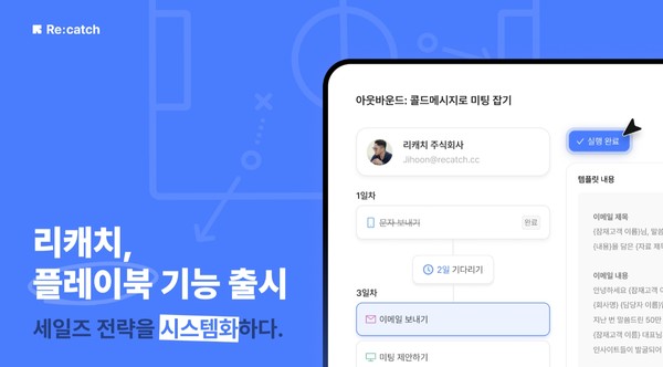 /사진 = '리캐치 플레이북' 기능 화면 모습  ⓒ 비즈니스캔버스 제공