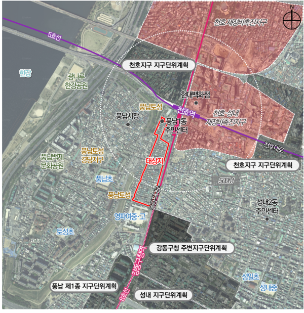 서울 송파구 풍납동 모아타운 위치도. 사진=서울주택도시공사 제공