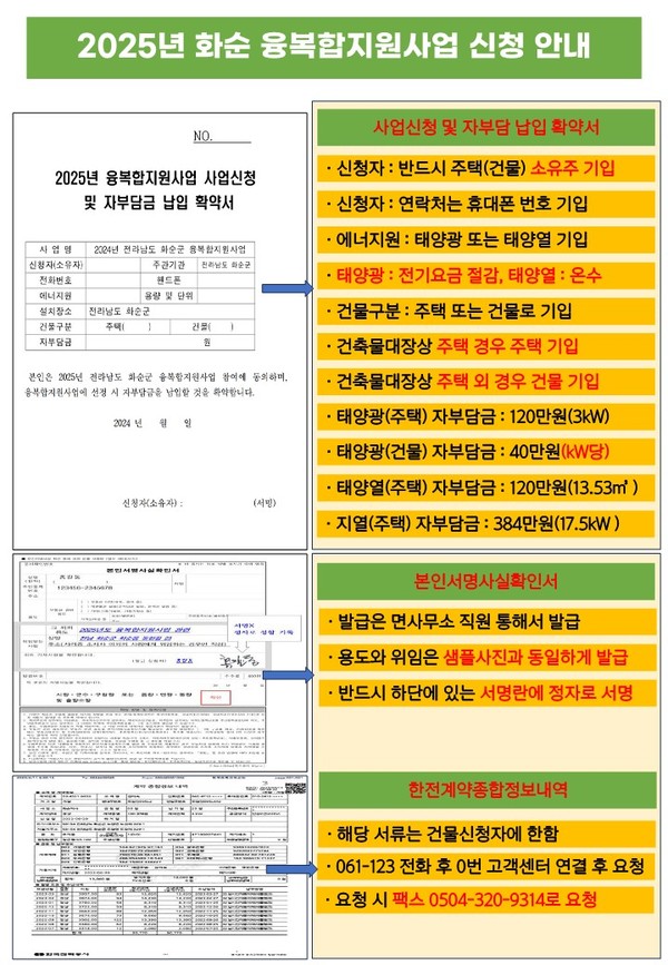 2025년 화순 융복합지원 사업신청 통합안내문 / 사진 = 화순군