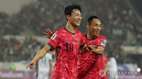  15일 경기도 용인미르스타디움에서 열린 북중미월드컵 아시아 지역 3차 예선 B조 4차전 대한민국 대 이라크의 경기. 후반전 이재성이 결승골을 넣은 뒤 기뻐하고 있다./사진=연합뉴스