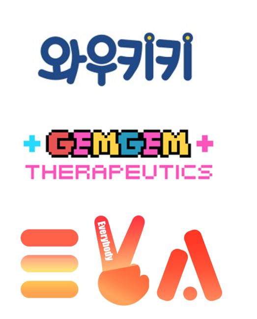 /사진=와우키키,잼잼테라퓨틱스,에바댄스챌린지 로고