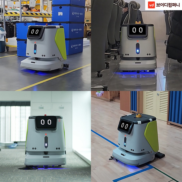 브이디컴퍼니의 상업용 청소로봇 ‘클리버’가 다양한 공간을 청소하는 모습/사진=브이디컴퍼니