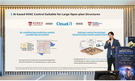 2025 한-아세안 서비스테크·스마트시티 데이 개막식 포럼 발표 중인 김정석 대표/사진=클라우드앤