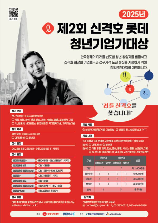 2025년 제2회 신격호 롯데 청년기업가대상 포스터/사진=롯데장학재단
