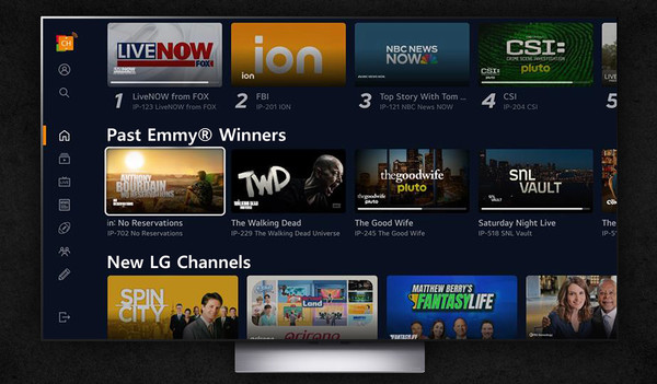 역대 에미상 수상작에 편리하게 접근할 수 있는 전용 배너가 추가된 LG채널 메인 화면./사진=LG전자