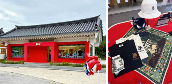 왁 경주하동점 전경 및 경주에디션 상품/사진=코오롱Fnc