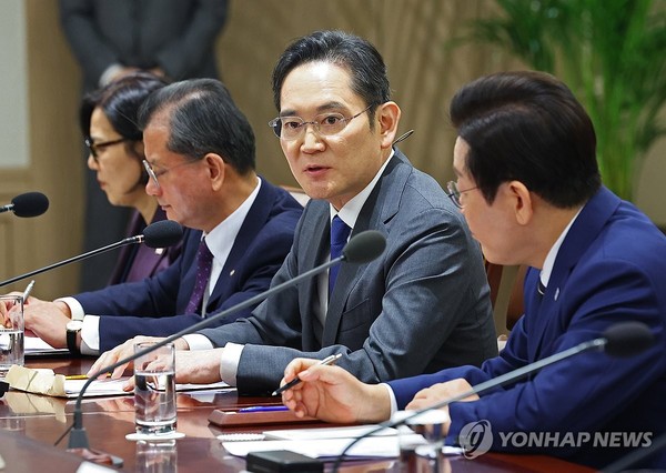 한미 관세협상 후속 민관 합동회의, 발언하는 이재용 회장/사진=연합뉴스